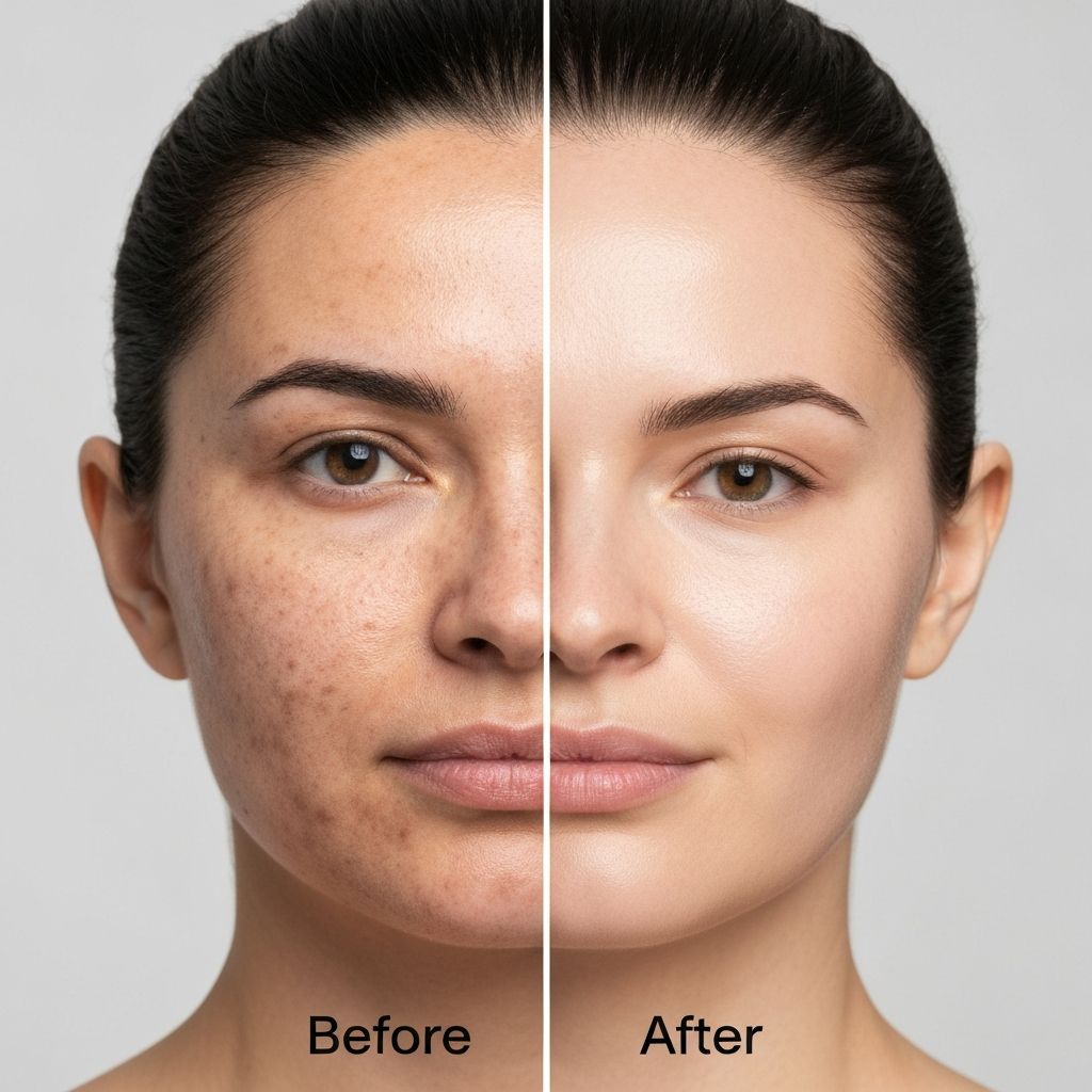 Client before and after RF double lifting treatment showing lifted contour