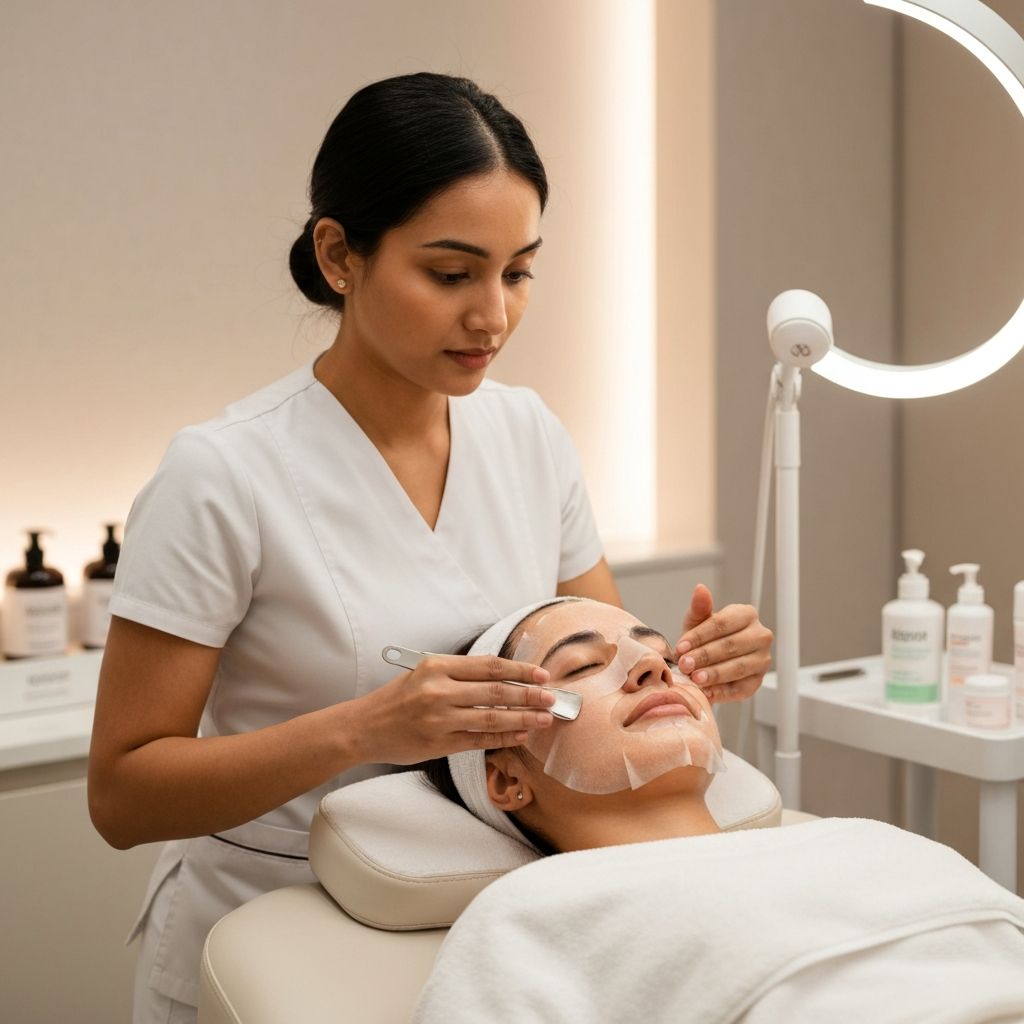 Professional RF double lifting treatment in progress